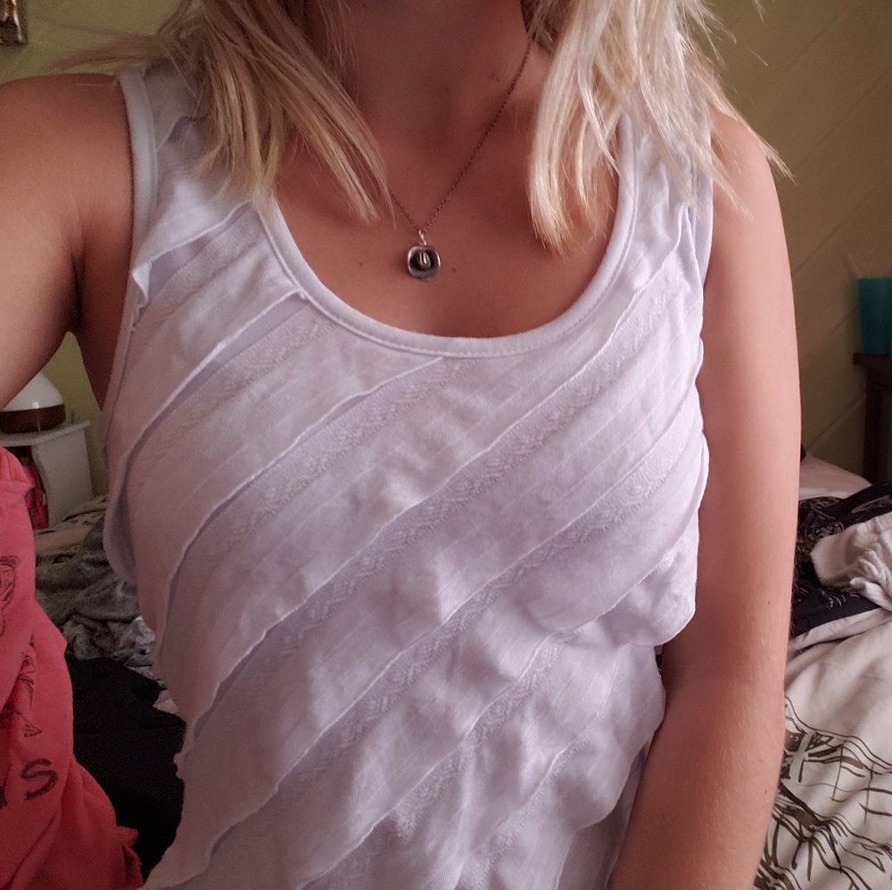 White ruffle shirt